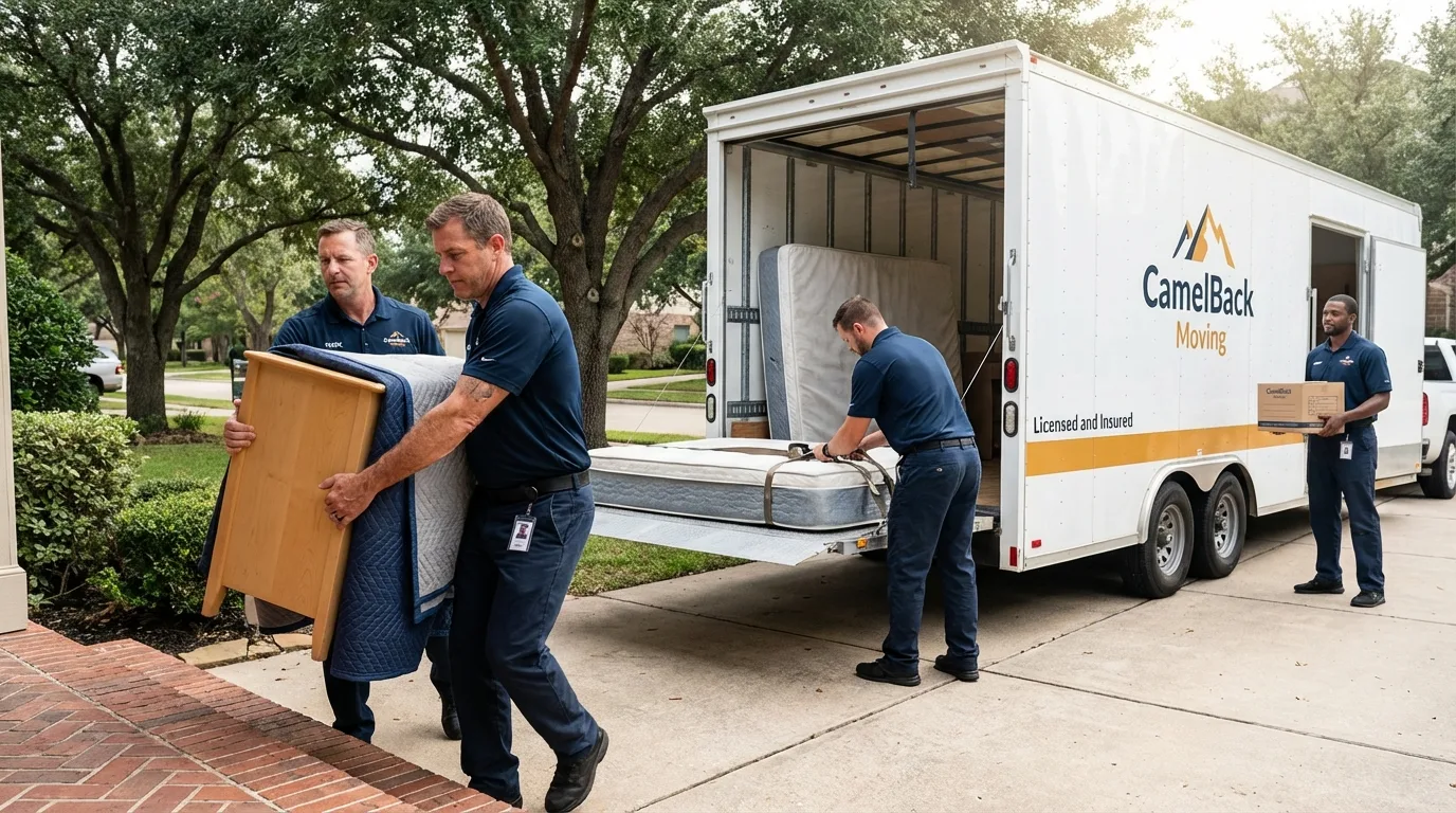 Crew loading residential truck for cross-state move from Three Forks, MT