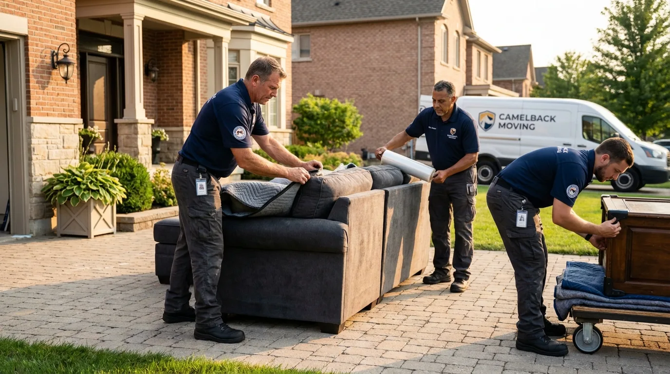 Large estate moving crew wrapping furniture in Three Forks, MT